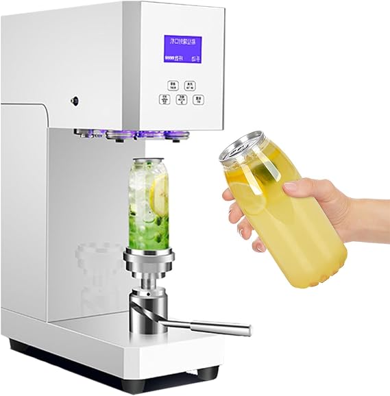 Automatic Can Sealing Machine,370W Electric Cup Sealer Machine with Counter & LED Display, 5.5cm Dia & 11.5-17cm Height Can Seaming Closing Capping Machine,White