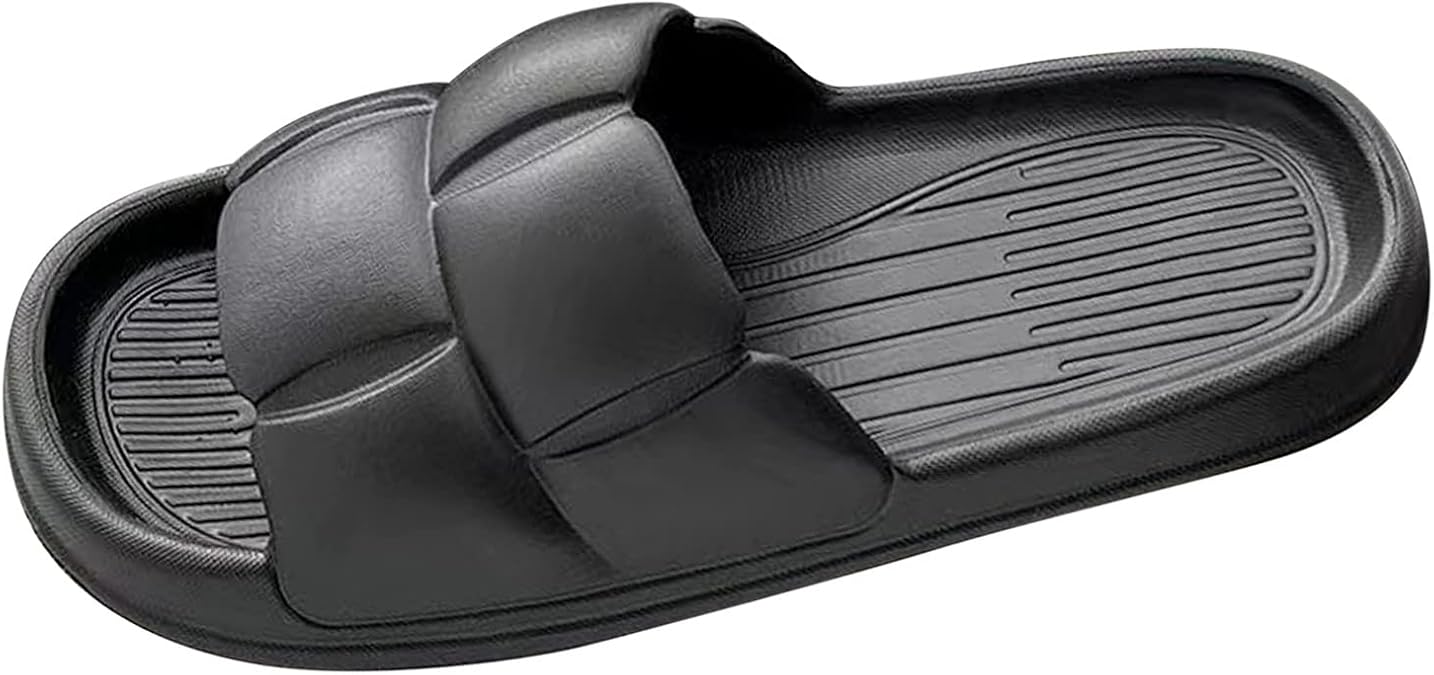 Cloud Slides for Women and Men Shower Slippers Bathroom Sandals Extremely Comfy Cushioned Thick Sole Slippers Shoes Black