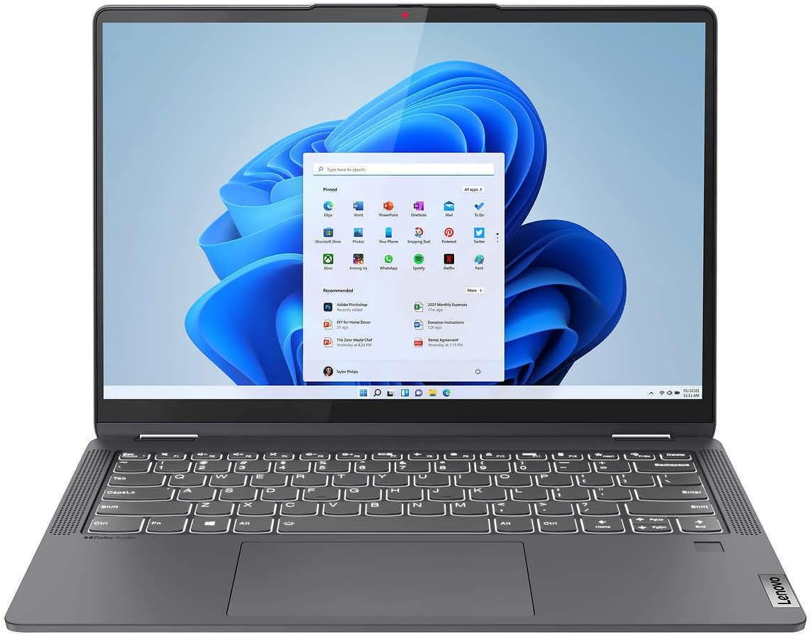 Lenovo IdeaPad Flex 5 2023-14 2880x1800 Touch Intel Iris Xe Graphics - Intel Core i7-1255U 10 Cores - 16GB DDR4 1TB NVMe SSD - Fingerprint Reader Support Stylus - Win11 TLG 32GB USB