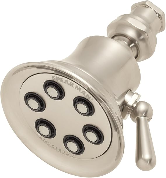 Speakman S-2254-BN-E2 Retro Anystream Adjustable 2.0 GPM Solid Brass Shower Head, Brushed Nickel
