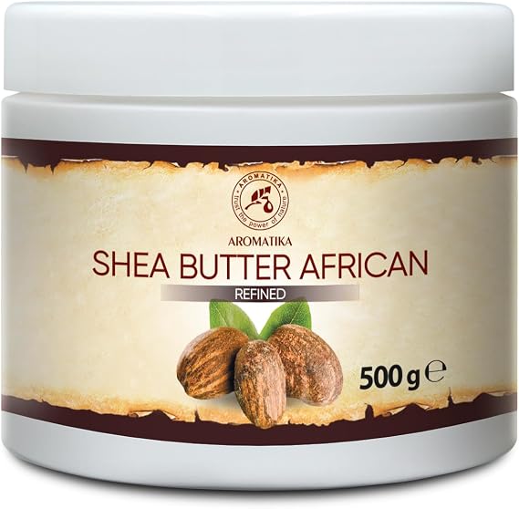 AROMATIKA Refined Shea Butter 17.5 Oz (500g) - Ghana - 100% Natural & Pure Shea Butter for Body Care - Hair - Face - Body Butter - Butyrospermum Parkii