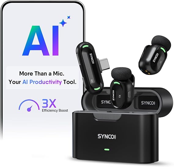 SYNCO AI Mini Wireless Lavalier Microphone for Android USB-C Creators
