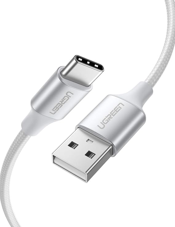 Ugreen Braided USB Type-C Charging and Data Cable, White, 2 Meters