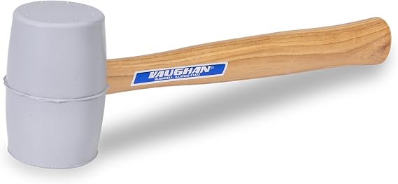 VAUGHAN Solid Rubber Mallet, 20 Oz, Assembled in the USA, Rubber Hammer | Solid Rubber Head, 2-1/4 Inch Diameter, 11 Inch Hardwood Handle, High-Impact Strength, Non-Marring, Mallet Hammer, VN57432