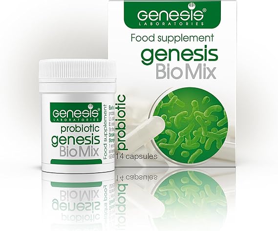 Genesis Biomix Probiotic with Lactobacillus and Bifidobacterium Strains 14 Capsules of 240 Mg-Especially for Microbiome Self-Hackers