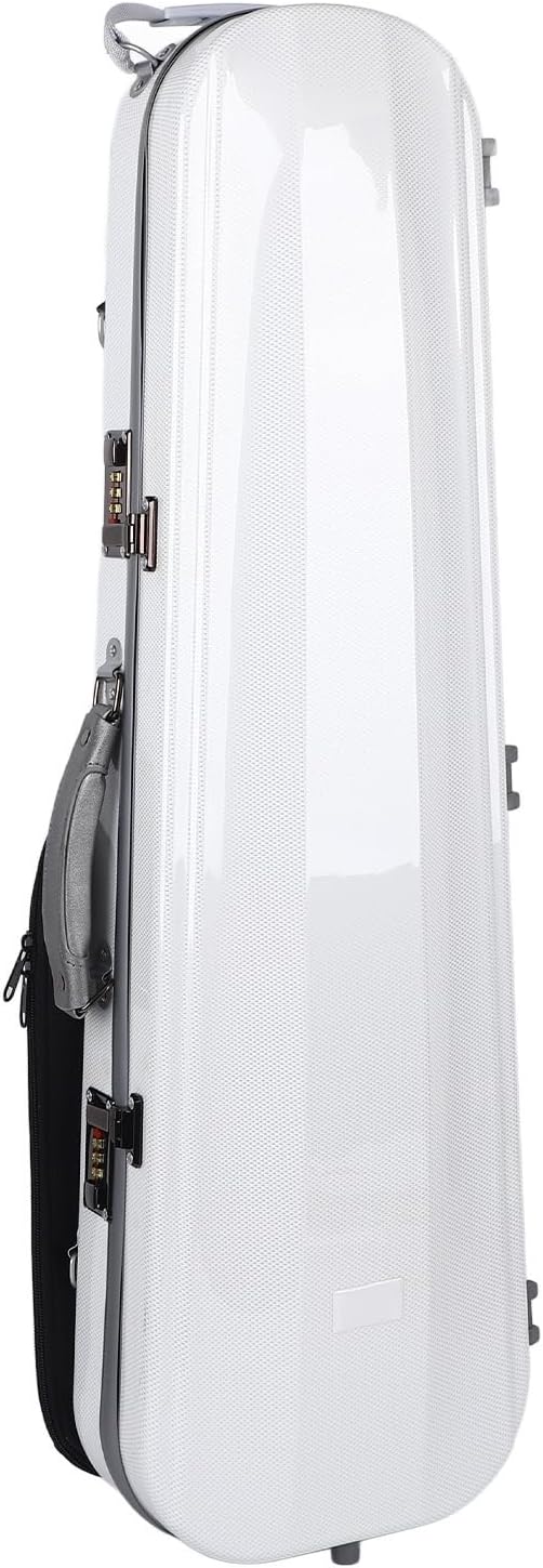 Luocute 4/4 Violin Case, Carbon Fiber Violin Hard Case with Passwork Lock Hygrometer Shoulder Strap(White)