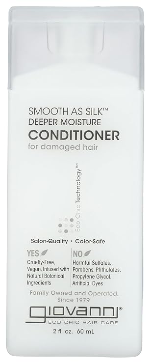 GIOVANNI Smooth As Silk Deeper Moisture Conditioner, Calms Frizz, 2 Fl oz
