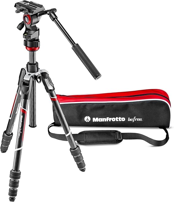Manfrotto Befree Live, Travel Video Tripod, Carbon Fiber with Twist Lock with MVH400AH Fluid Head for DSLR, Mirrorless, Compact and Video Cameras Up to 4 kg