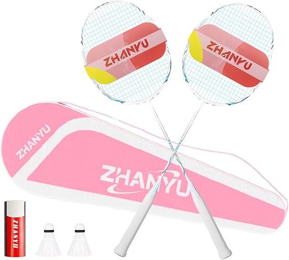 Badminton Racket,Badminton Racket Set,82 Gram Lightweight Carbon Fiber One-Piece Molded Durable Grade Racket,Including 2 Rackets,2 Nylon Shuttlecocks,And 1 Ball Bag