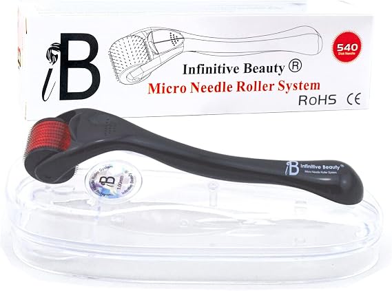 Derma Roller INFINITIVE BEAUTY 540 Titanium Alloy Microneedle Roller for Skin, Face Beard & Hair (0.75mm)