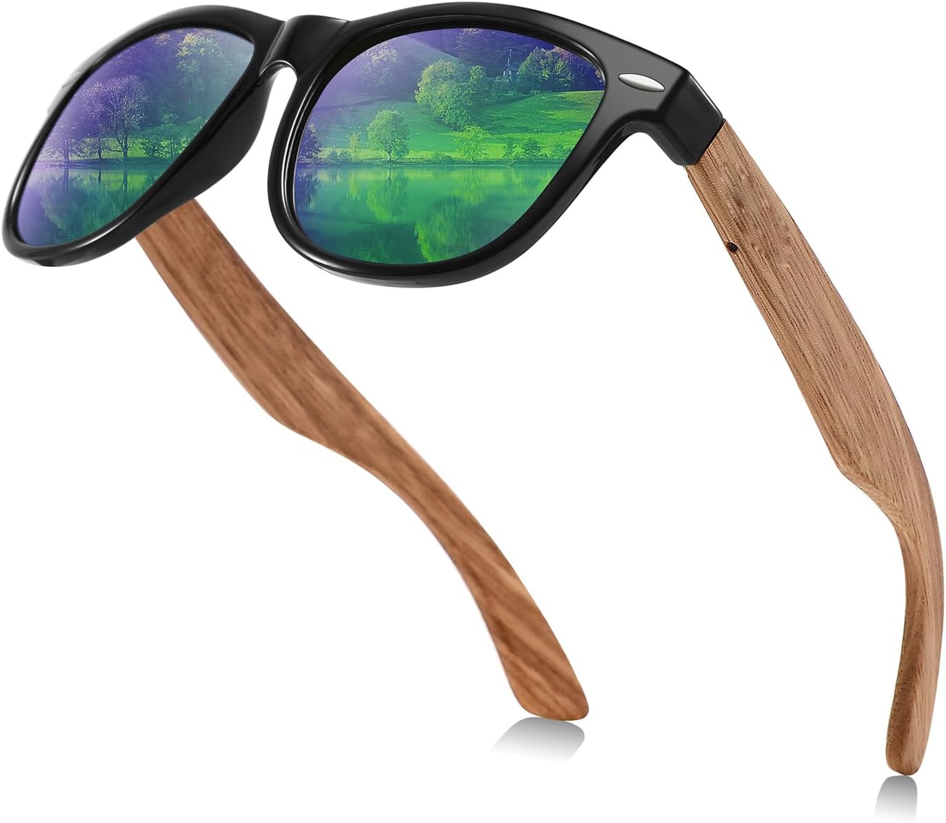 Polarized Wooden Sunglass for Men: UV400 Protection Reduce Glare - Best Gift for Beach Camping Driving