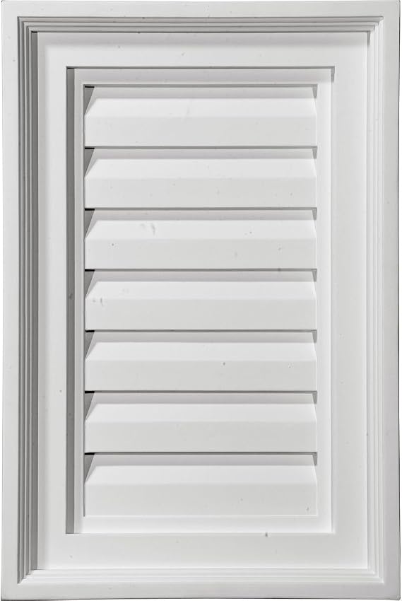 Ekena Millwork 15"W x 25"H Rectangle Urethane Gable Vent Louver, Functional