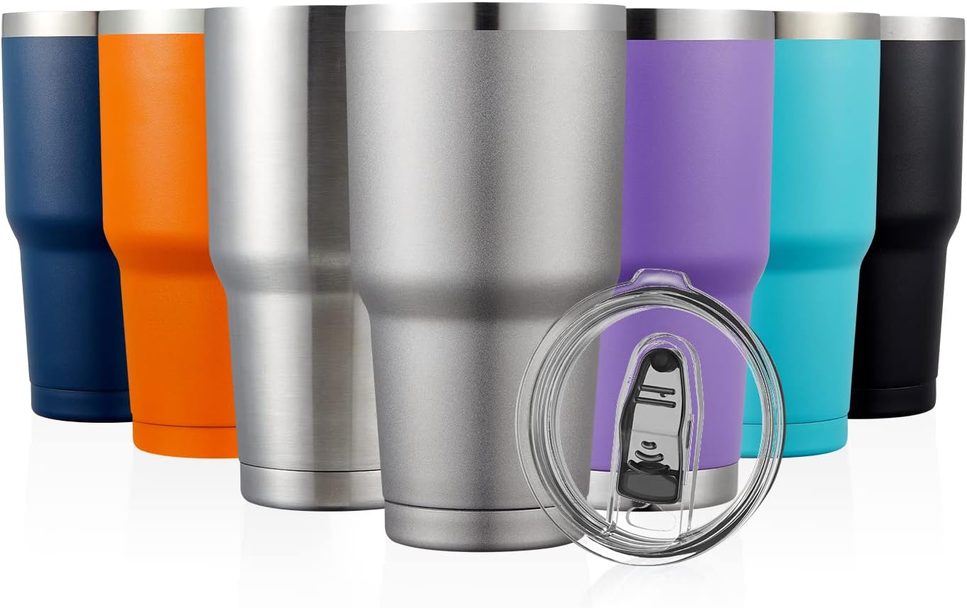 COMOOO 30oz Stainless Steel Tumbler with Lid Insulated Tumbler Coffee Cup Durable Double Wall Vacuum Travel Coffee Mug Thermal for Hot and Cold Drinks Grey, 1 Pack