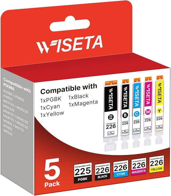 225 226 Ink Cartridges Compatible for Canon PGI-225 CLI-226 5 Pack
