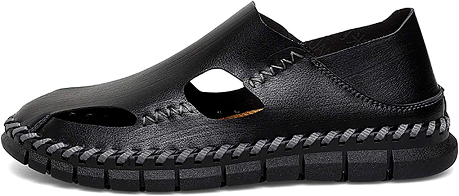 Mens Fashion Leather Sandals Hand-stitched Rome Sandals Mens Barefoot Sandals Daily Outdoor Casual Sandals Soft and Breathable Anti-slip Wear-resistant Durable