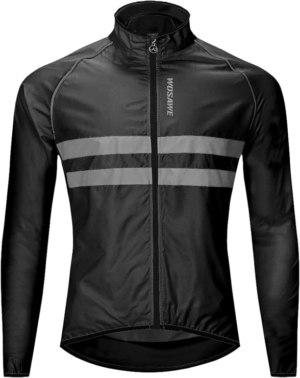 WOSAWE Men's High Visibility Cycling Wind Jacket Water Resistance Reflective Windbreaker