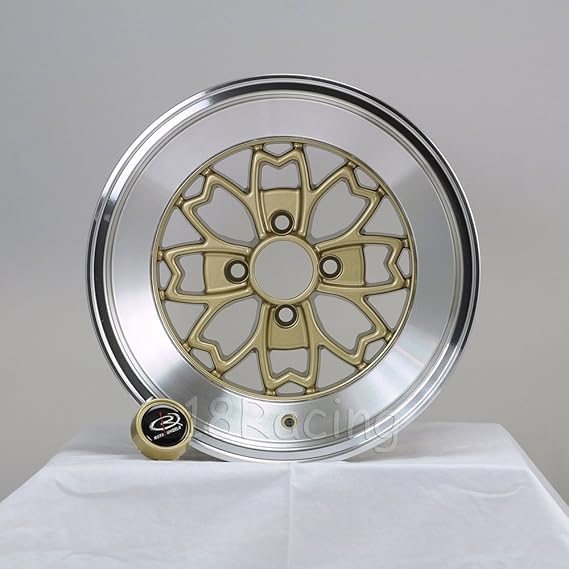 4 Pcs Rota Aleica Wheels 15x8 Pcd:4x100 Offset:15 Hb67.1 Gold With Polish Lip
