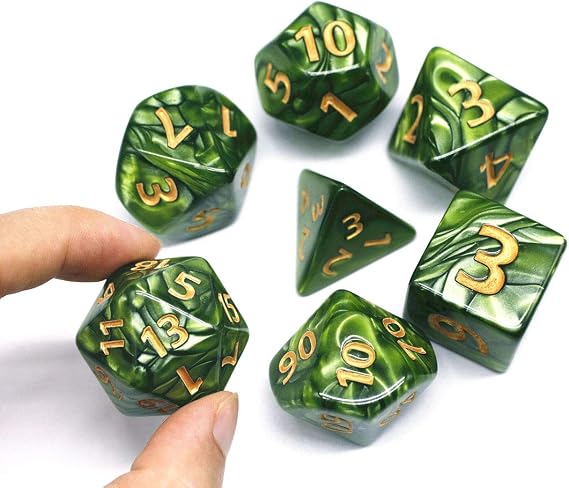 Dice- DND Polyhedral Dice Set 25mm Giant Dice for Dungeons and Dragons D&D Pathfinder RPG MTG Role Playing Dice with Dice Bag (Green)