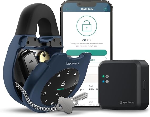 igloohome Keybox 3E Smart Lock Box (Bundle with WiFi Bridge) Large Key Safe w/Airbnb Sync (iOS/Android), Remotely Generate Bluetooth-Keys & Pin Codes with or Without Internet