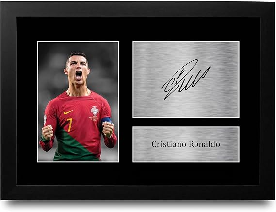 HWC Trading Cristiano Ronaldo Portugal Gifts Printed Signed Autograph Picture for Football Fans and Supporters - A4 Framed