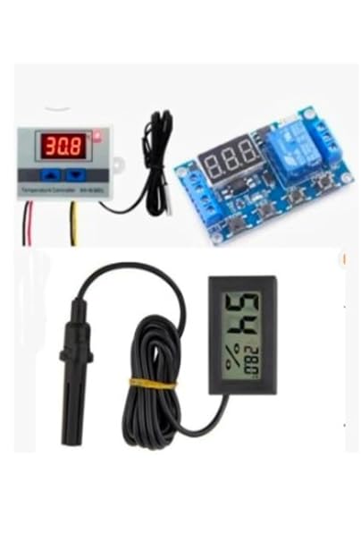 Kuluçka Seti, 220V Termostat W3001, Dijital Isı ve Nem Ölçer, Zaman Modülü, LCD Ekran