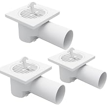 3’lü Paket Plastik Yer Sifonu 10x10 cm Kare Izgaralı – 50 mm Yandan Çıkışlı ABS Plastik Banyo Duş Balkon Tahliye Süzgeci