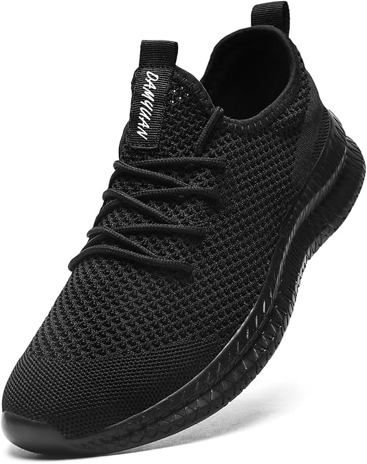 DLWKIPV Mens Walking Running Shoes Slip On Anthletic Workout Sneakers Sport Lace Up Casual Work Gym Outdoors Lightweight Breathable Knitted Mesh