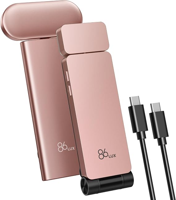86lux Book Light, Reading Light for Book in Bed, USB Rechargeable LED Night Light with 3 Colors & Limitless Dimming, Aluminum Alloy Bookmark Light for Book Lovers, Rose Gold