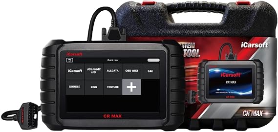 iCarsoft CR Max + Free Screen Protector - Professional Multi-Brand Car Diagnostic Scanner - Read/Erase Fault Codes - Oil Reset Service - Coding & Programming