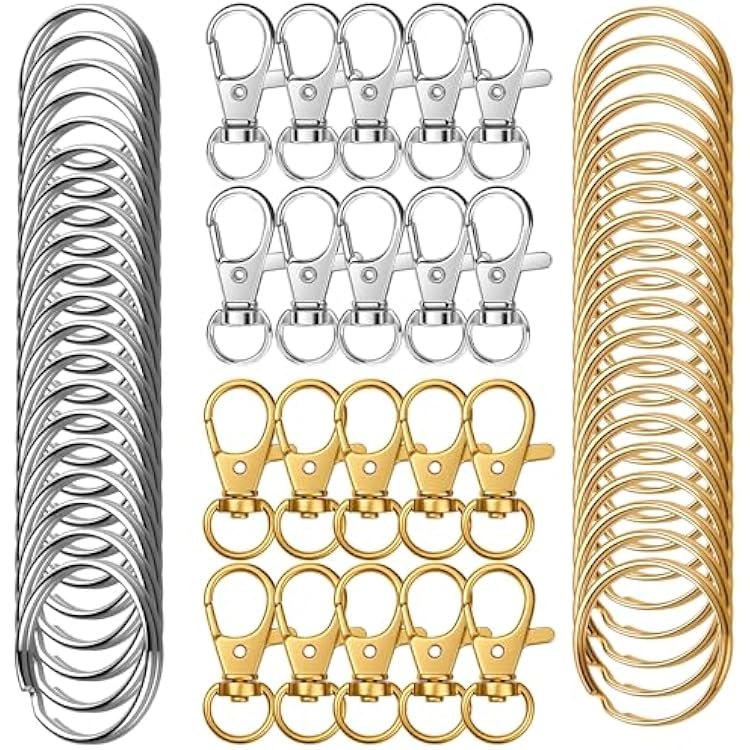 100pcs Keychain Making Kit Gold&Silver