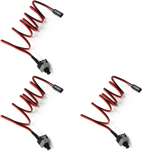 3-Pack 2 Pin SW PC Desktop Power Cable on/Off Push Button ATX Computer Switch Cord 45CM