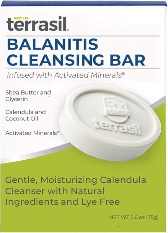 terrasil Balanitis Soap for Men, 75g Bar | Relieves Balanitis Itch & Redness Symptoms. Natural Ingredients. Dermatologist Tested & Hypoallergenic Approved