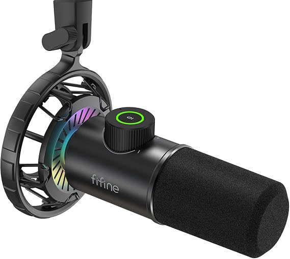 FIFINE K658 USB Gaming Dynamic Microphone with Quick Mute for PC Streaming