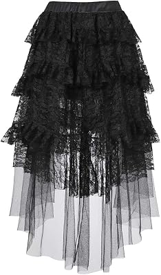 Zhitunemi Steampunk for Women Pirate Skirt: Renaissance Costume Women Black Tulle Skirts Layered Skirt - Halloween Costumes