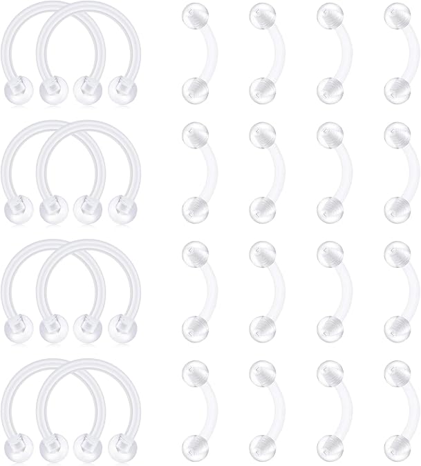FECTAS Retainers for Cartilage Helix Daith Tragus Earrins Nose Lip Eyebrow Rings Clear Bioflex 16G 5/16"