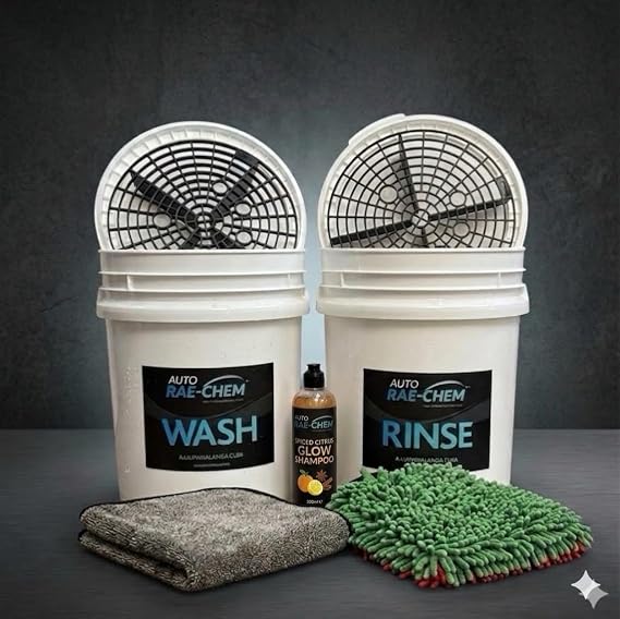 Car Wash Kit 2 Bucket Wash System Shampoo Mitt Drying Cloth Vikan