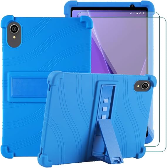 for TECLAST P25T P26T/Vortex T10M/(for T10M Pro Plus) 10.1 inch Tablet Case with 2 Pcs Screen Protector Kickstand Shockproof Silicone Case Cover for Baken D10A/Maxsignage EP103A (Blue)