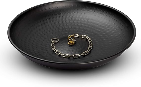 Monarch Rain Chains Rain Chain Basin 12 Inch Hand Hammered Anchor Bowl for Gutters, Matte Black Decorative Anchoring Basin for Outside, Garden, Lawn & Patio Water Feature, Downspout Catcher Basins