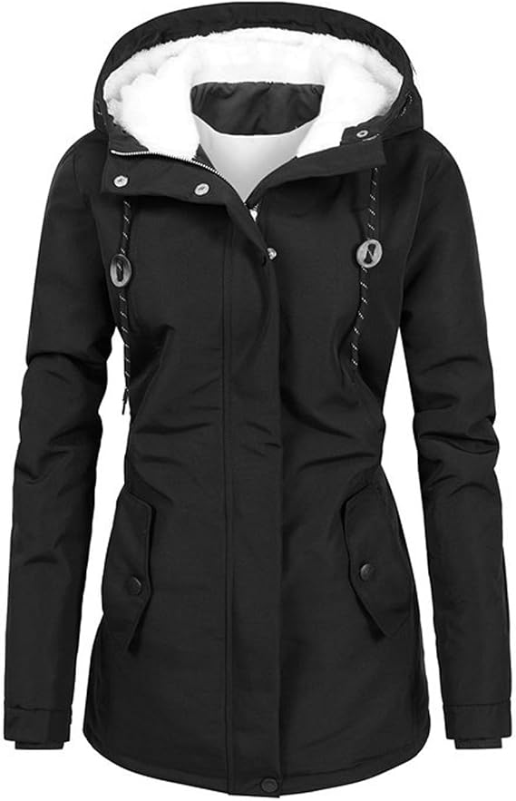 Winter Coats for Women Winter Coats Mid Length Sherpa Warm Heavy Jackets Thick Windproof Outerwear With Fur Hood