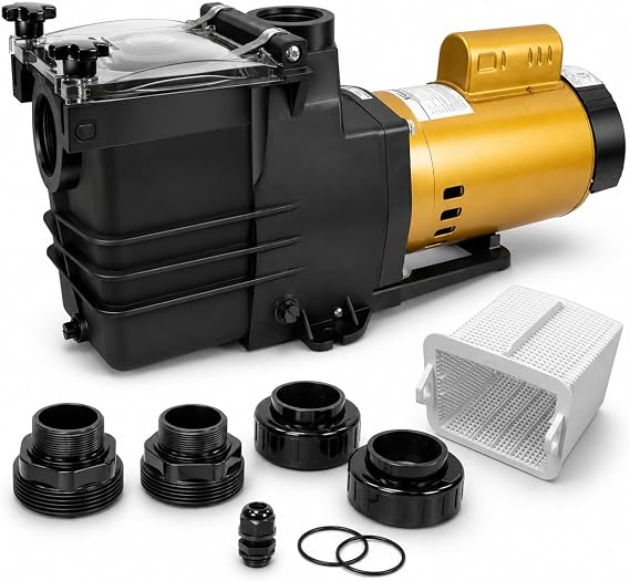 XtremepowerUS 1HP Variable Speed Pool Pump for Above/In-Ground Swimming Pool Spa 230v 2" NPT Fitting Adapter Included 6,660 GPH High Flow with Filter Basket