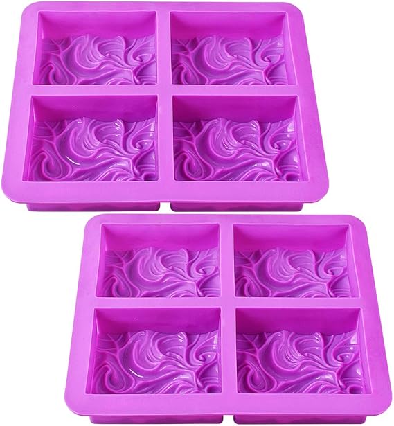 Newk Silicone Soap Molds, 2 Packs 4-Cavities DIY Handmade Soap Mold with Vivid Wave Pattern for Milk Soap (3.5 Oz Cavities)