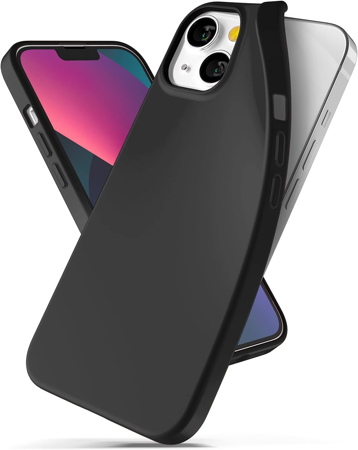 GOOSPERY Soft Feeling Jelly Compatible with iPhone 13 Mini Case, Silky Texture Rich & Vivid Colors Flexible TPU Protective Phone Cover (Black)