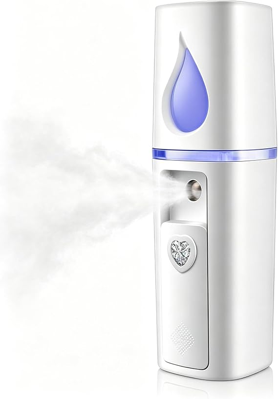 YUNYILAN Portable Nano Face Steam Mini Face Steam Atomization Eyelash Extension Mirror and 20ml Visual Water Tank (White)