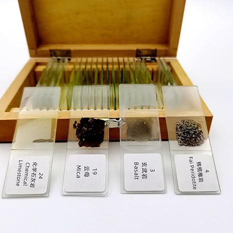 24pcs/Set Geology Microscope Prepared Slides Mineral Thin Section Slides