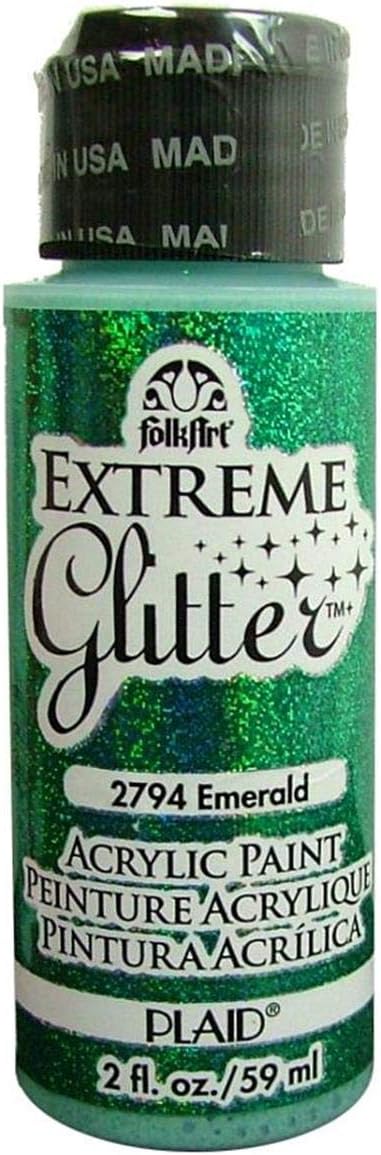 FolkArt Extreme Glitter Acrylic Paint in Assorted Colors (2 oz), 2794, Emerald Green