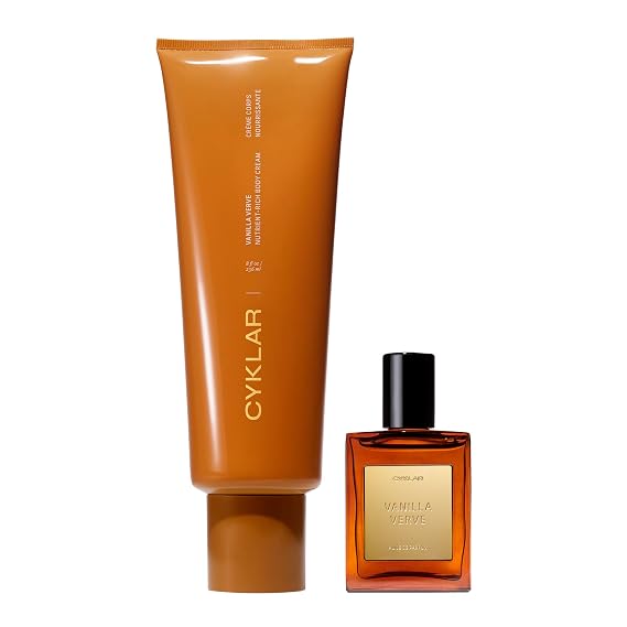 CYKLAR Nutrient Rich Body Cream. Vanilla Verve & Perfume Oil Roll-On Bundle