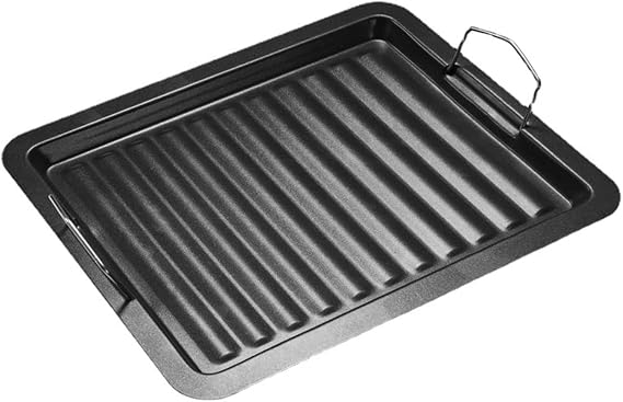 Iron Plate Grill Plate Griddle Pan Cast Iron Grill Plate Rectangular Grill 2 Induction Hob Flat Raised Surface Handle for Electric Cooking Top Suitable for Outdoor Barbecue Color : Black, Size: 11.8 x 9.8 inches 30 x 25 cm