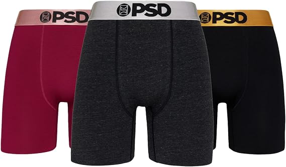 PSD Mens Underwear Metallic Cotton Boxer Brief 3 Pack, S