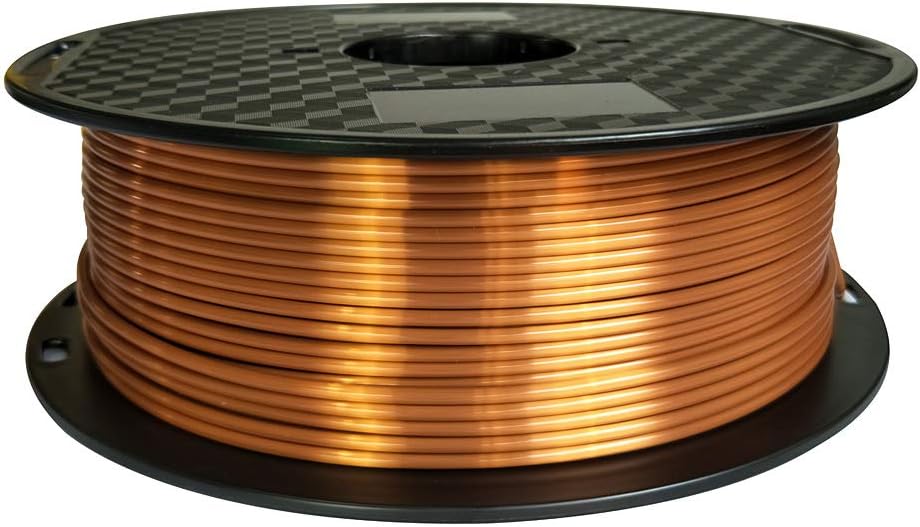 3D Printer, Silk PLA Filament, Copper, 1.1 inches 2.85 mm, 2.2 lbs 1 kg, Copper, 3D PLA Material, Metallic Color Filament, Metallic Gloss, High Brightness, High Gloss PLA CC3D, Silk Copper, Metal,