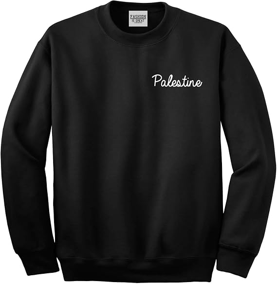 Fashionisgreat Palestine Texas TX Script Chest Womens Unisex Crewneck Sweatshirt
